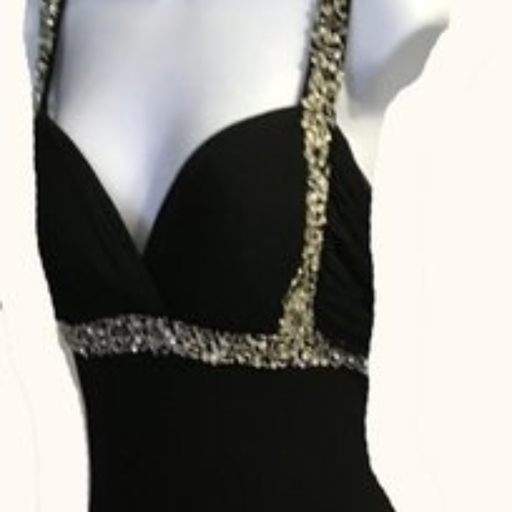 Betsy & Adam Black New Beaded Formal Dress  Size: